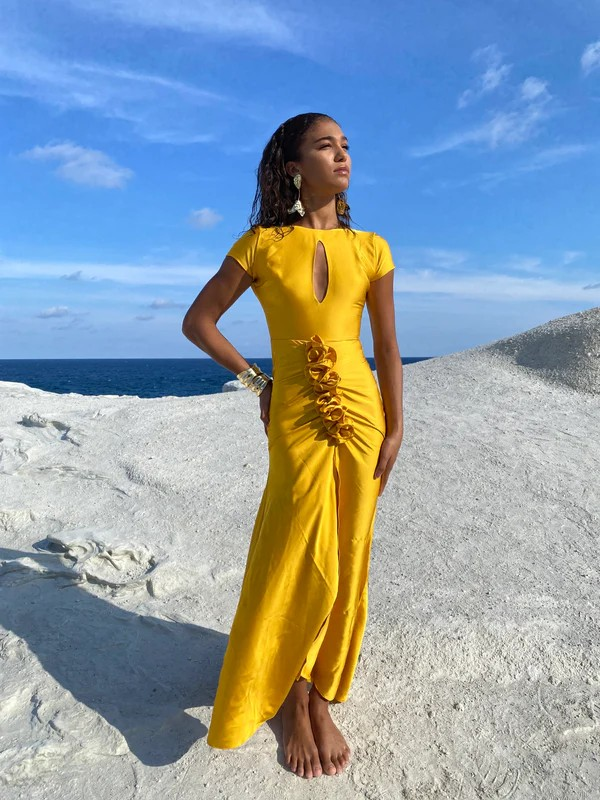 ROBE ALAIA JAUNE