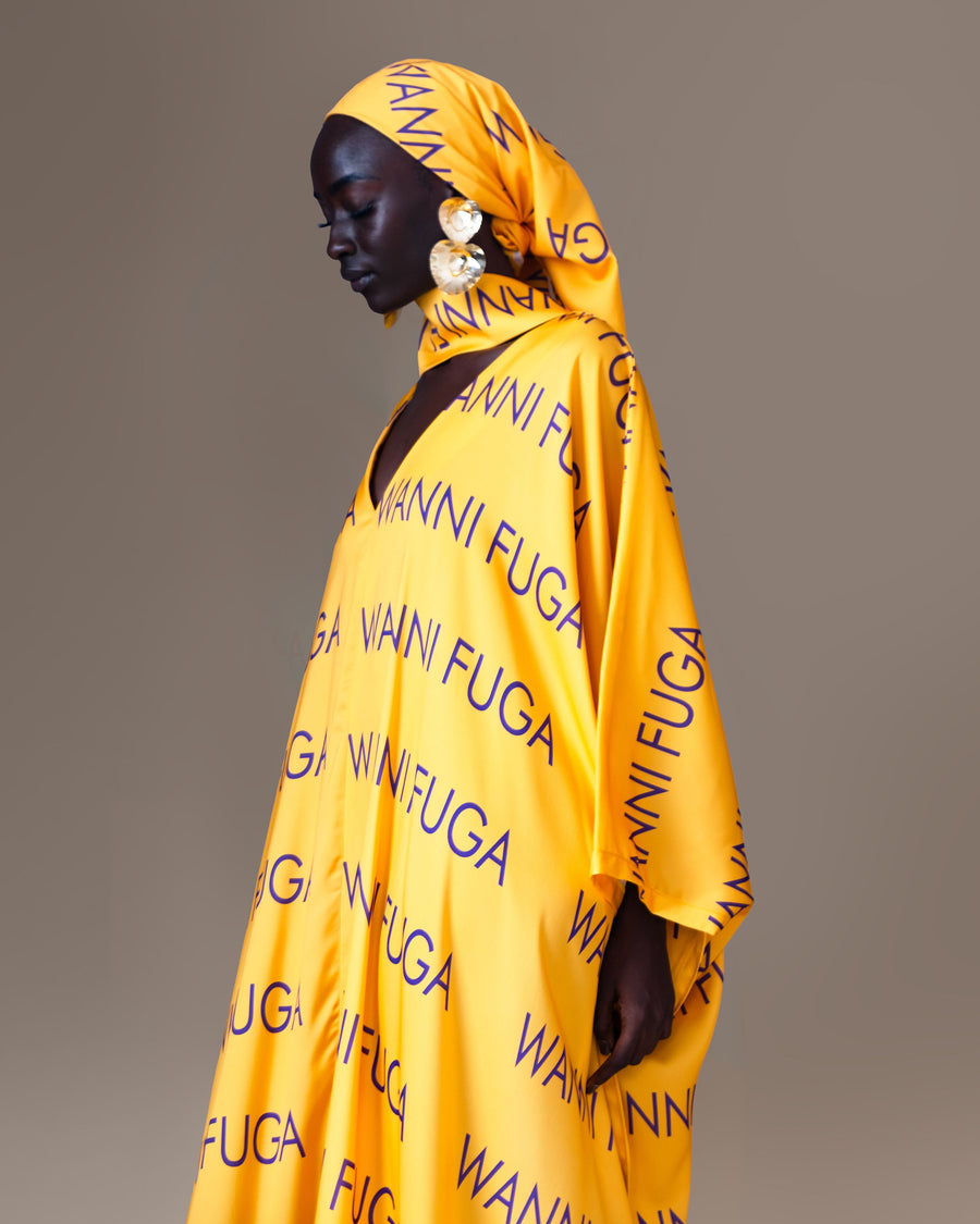 WANNI FUGA SIGNATURE KAFTAN SILK YELLOW PURPLE