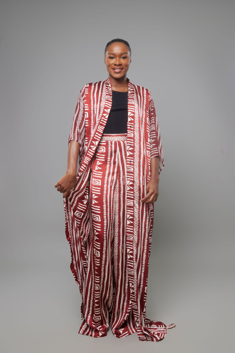 ENSEMBLE KIMONO KWELAKU MONOGRAM ROUGE