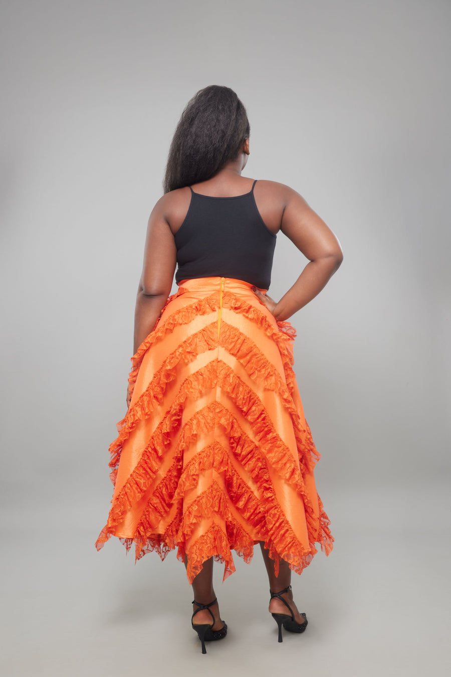 JUPE LANA MIDI ORANGE