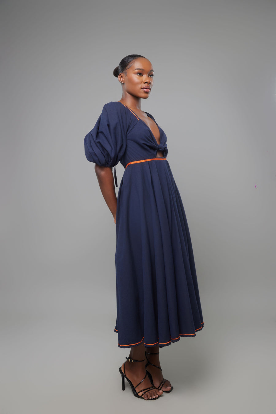 ROBE EN LIN CORA BLEU MARINE