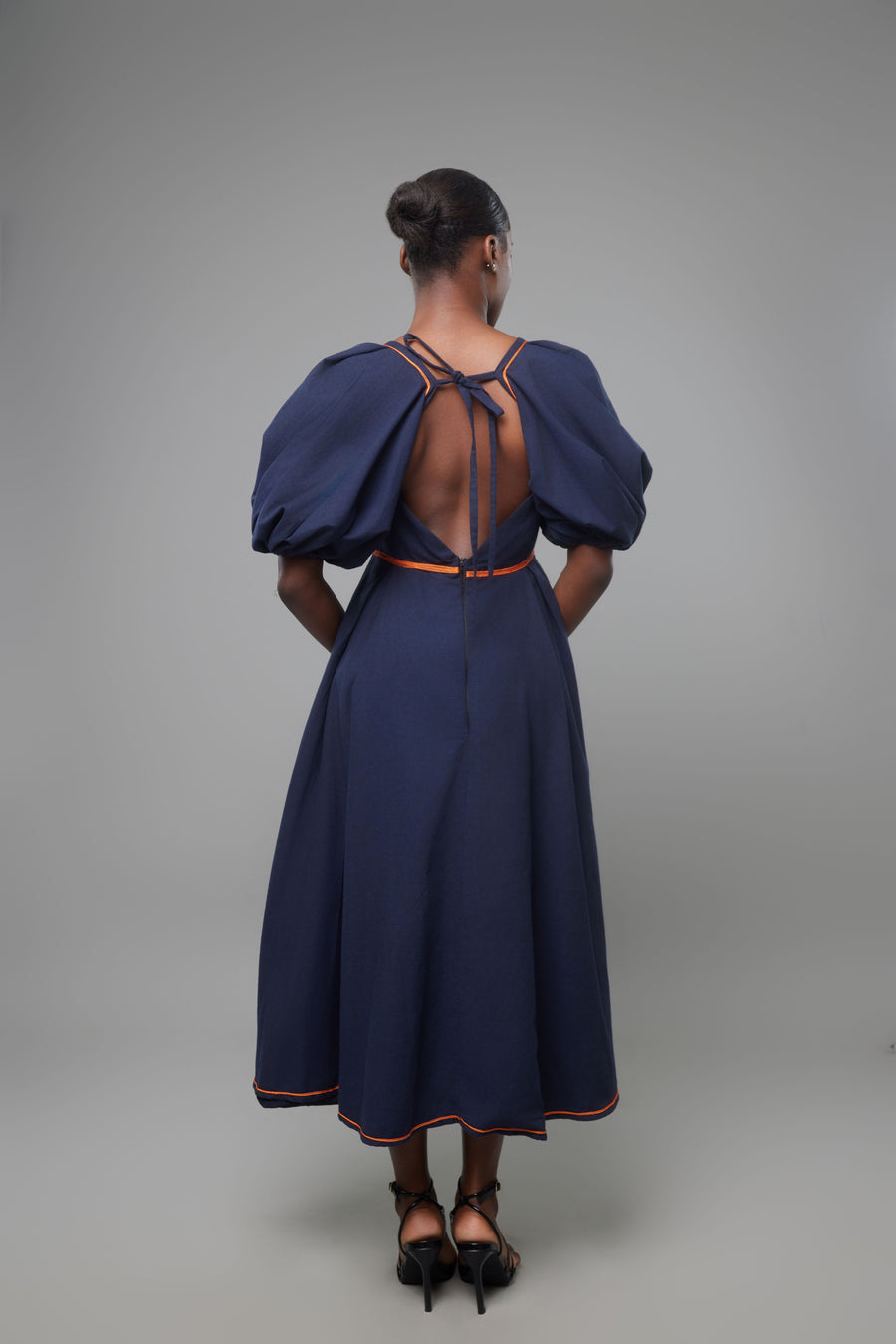 ROBE EN LIN CORA BLEU MARINE