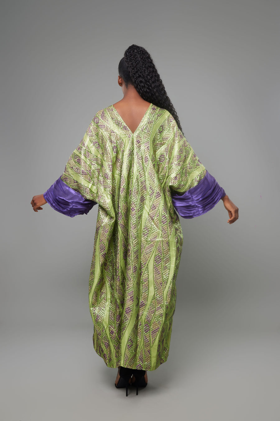 BOUBOU ABAYA BROCARD VERT VIOLET