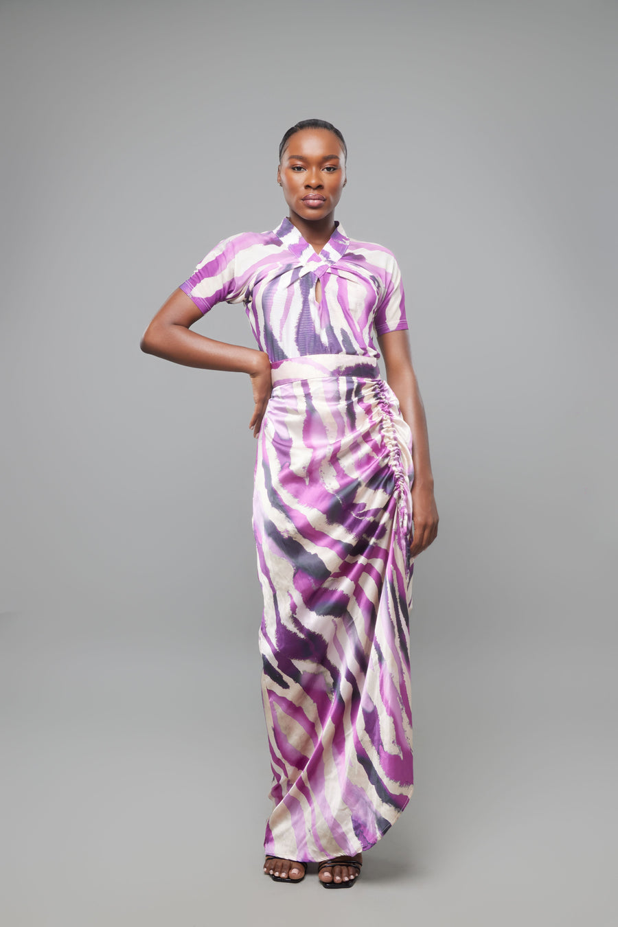 ENSEMBLE JUPE ZEBRA VIOLET