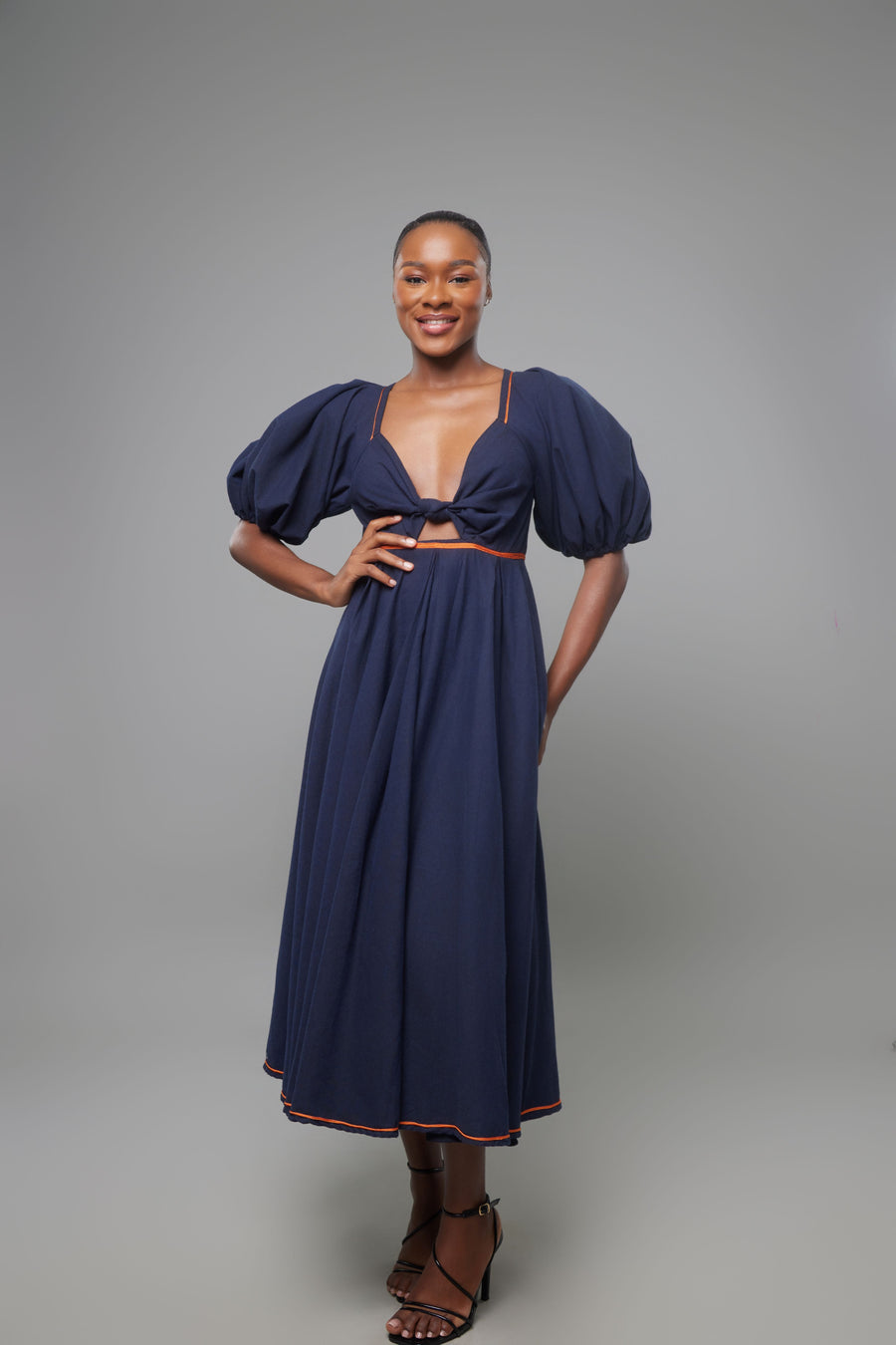 ROBE EN LIN CORA BLEU MARINE