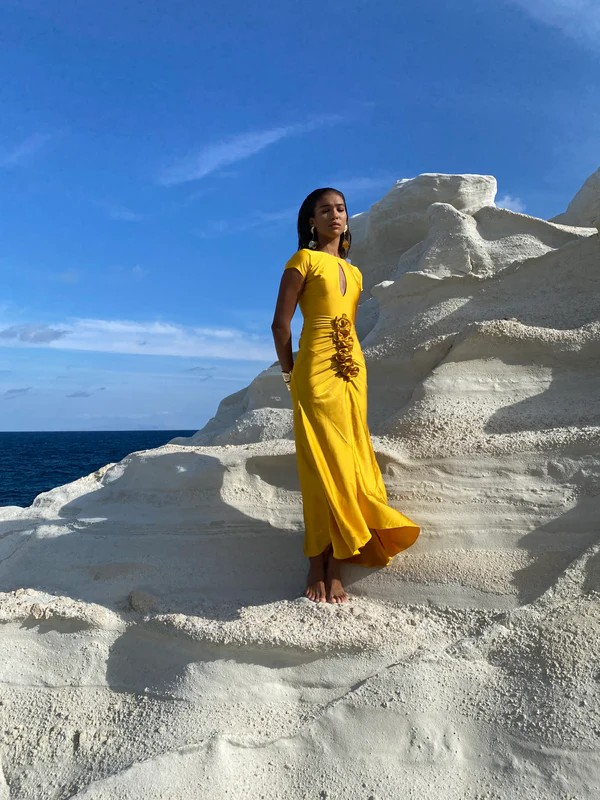 ROBE ALAIA JAUNE