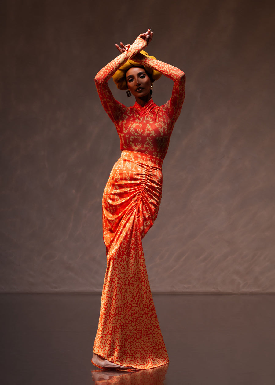 JUPE BENAYA CIRCLES ORANGE