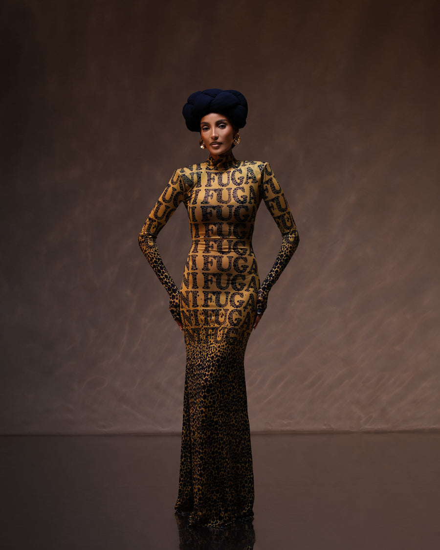 ROBE SPROUTED MESH CIRCLES BLEU MARINE